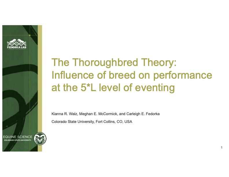 The Thoroughbred Theory: Influence of Breed on Performance at the 5*L Level of Eventing 