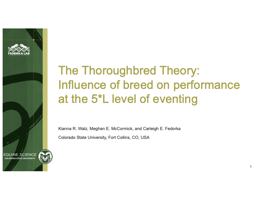 The Thoroughbred Theory: Influence of Breed on Performance at the 5*L Level of Eventing 