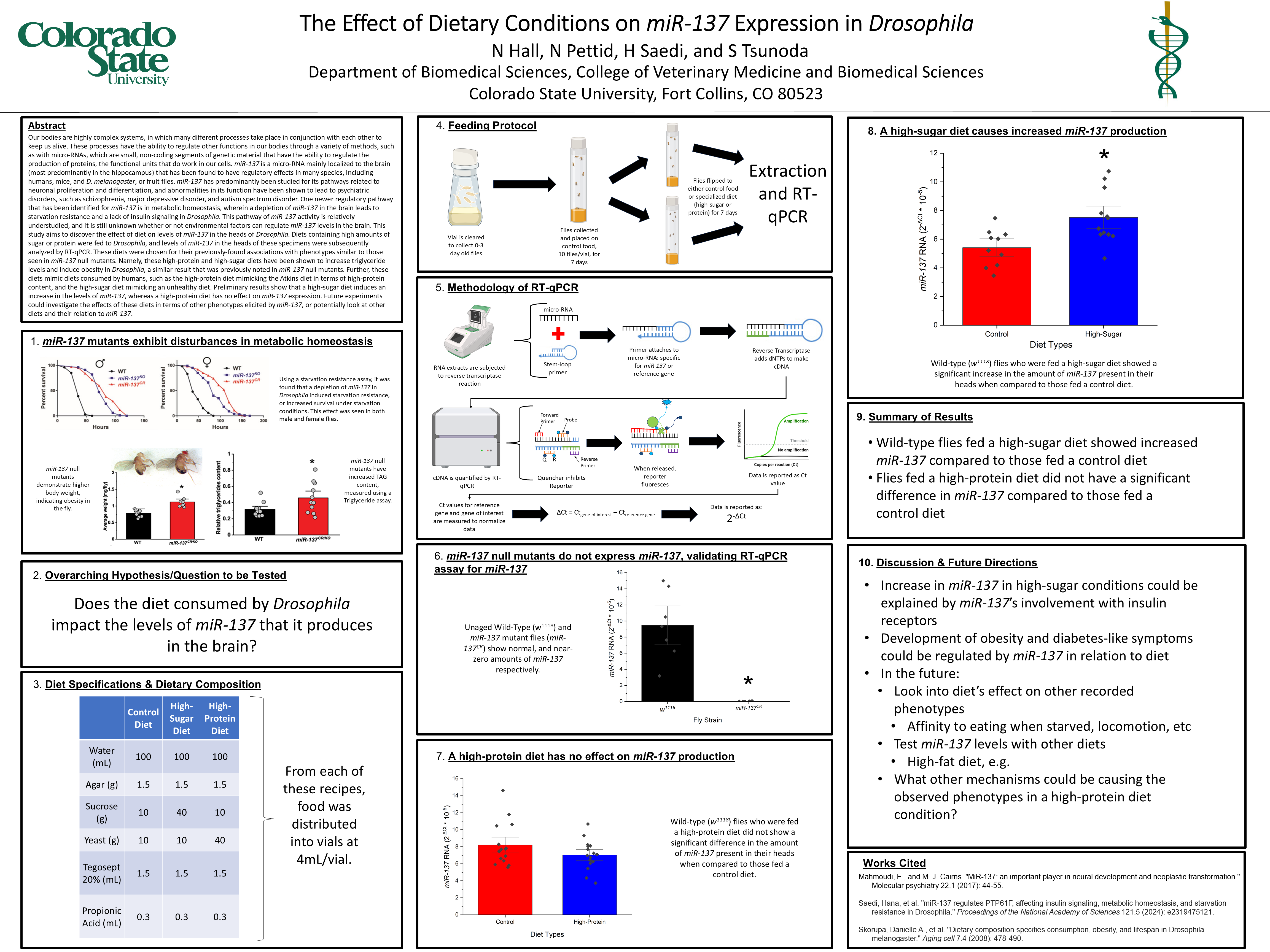Dietary Conditions and Their Effect on miR-137 Expression in D. melanogaster