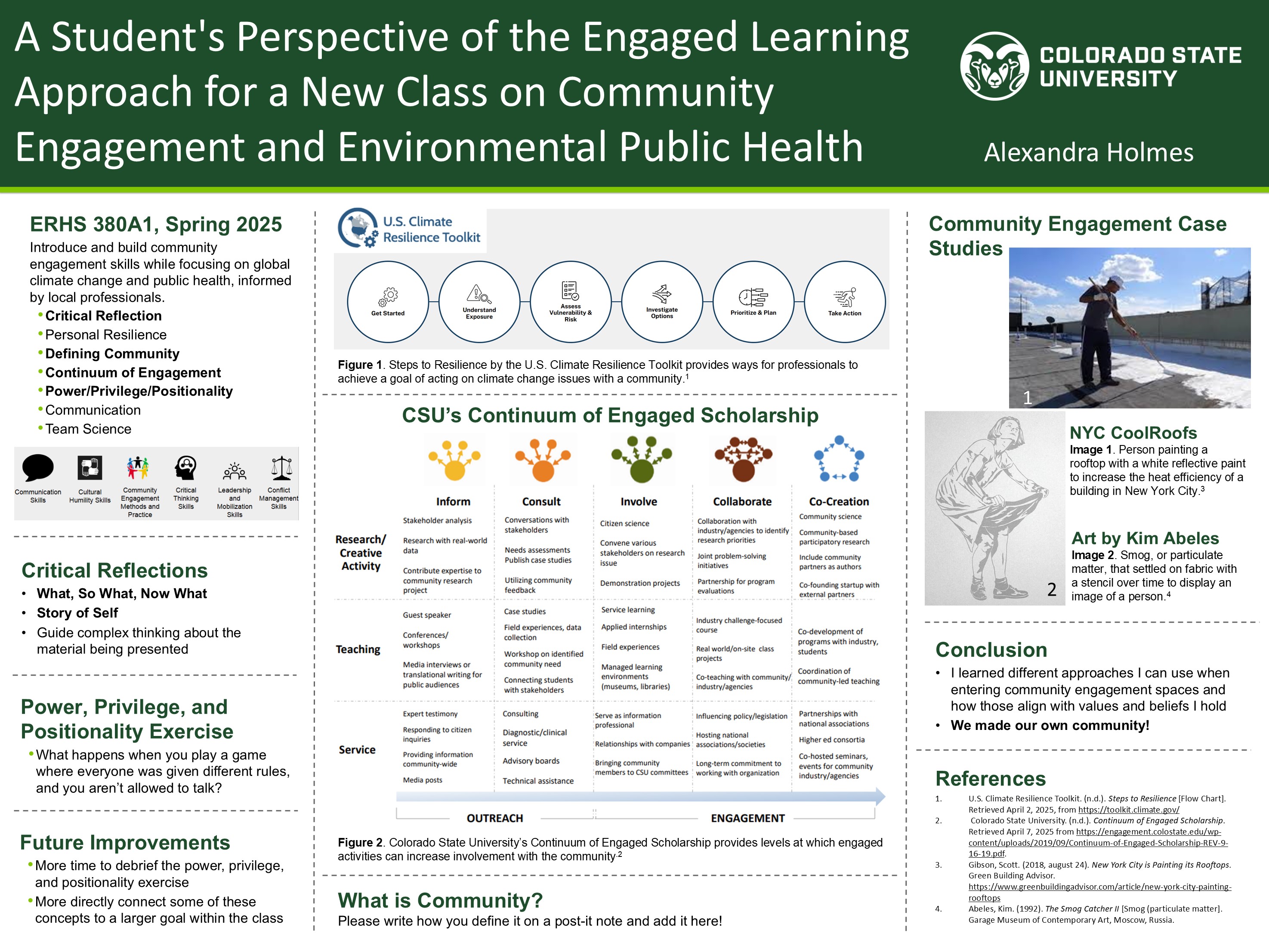 A Student's Perspective of the Engaged Learning Approach for a New Class on Community Engagement and Environmental Public Health